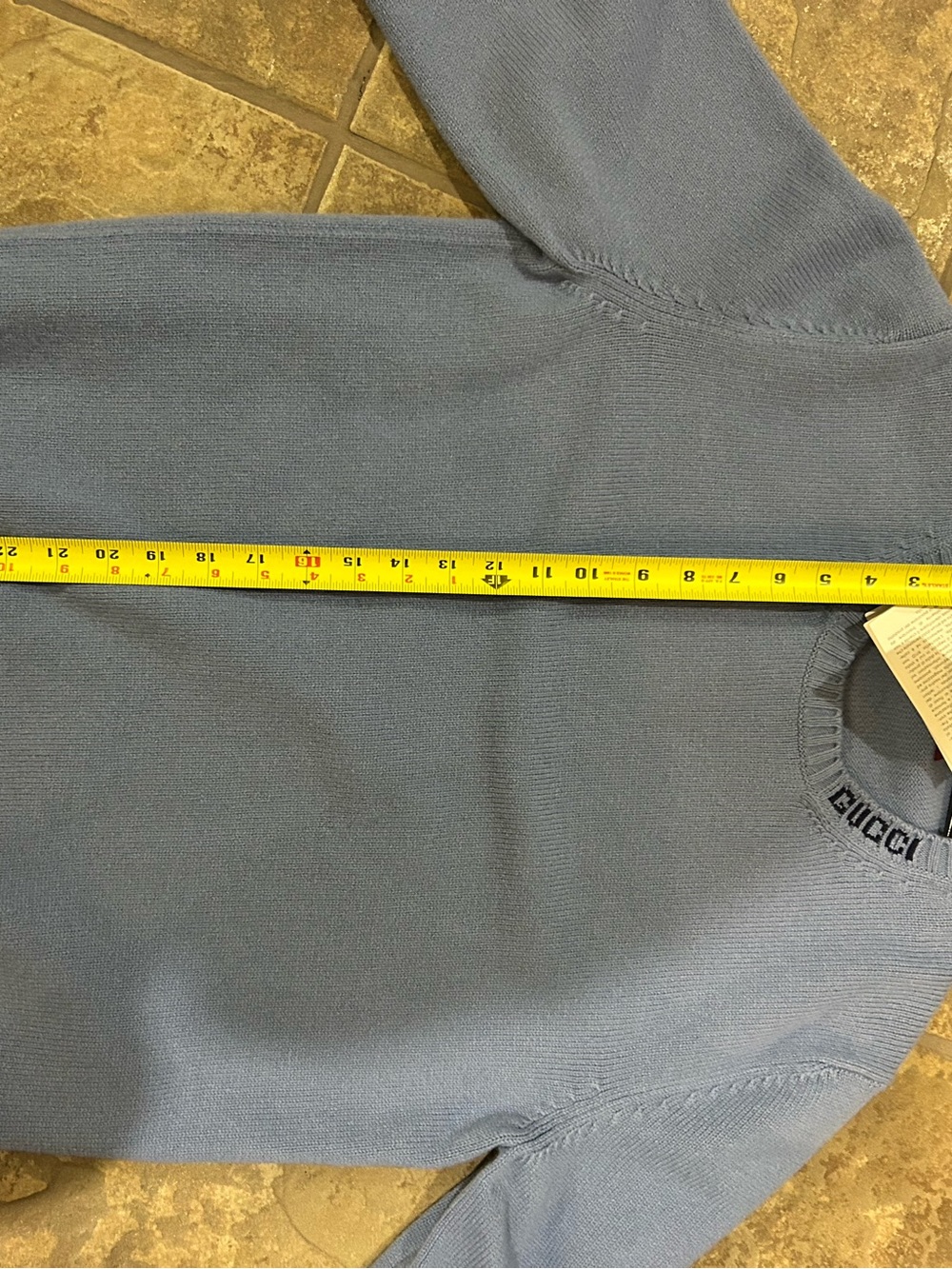 Men's Gucci Light Blue Men's felted wool knit Crewneck Sweater size XL Italy - Picture 11 of 11